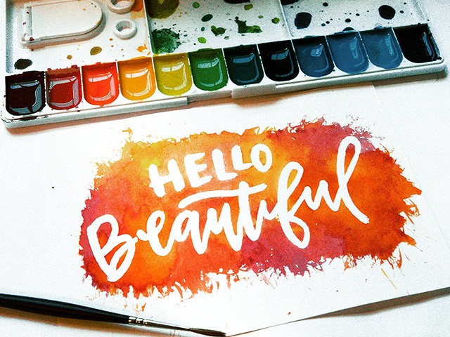 Watercolor lettering masking