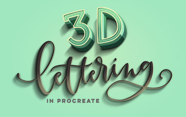 3d Lettering in Procreate Card