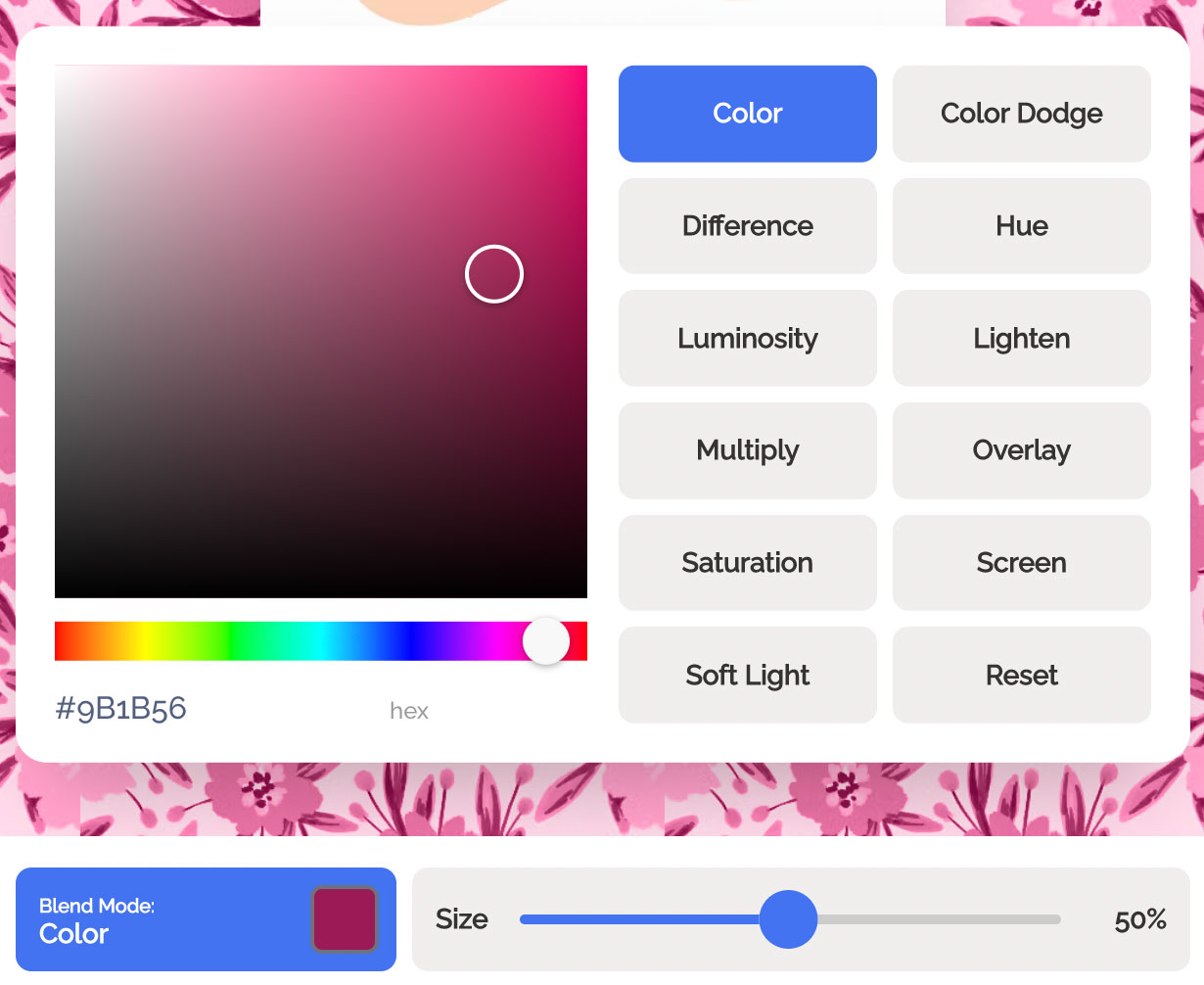 Pattern Playground Blend Mode Options Panel.