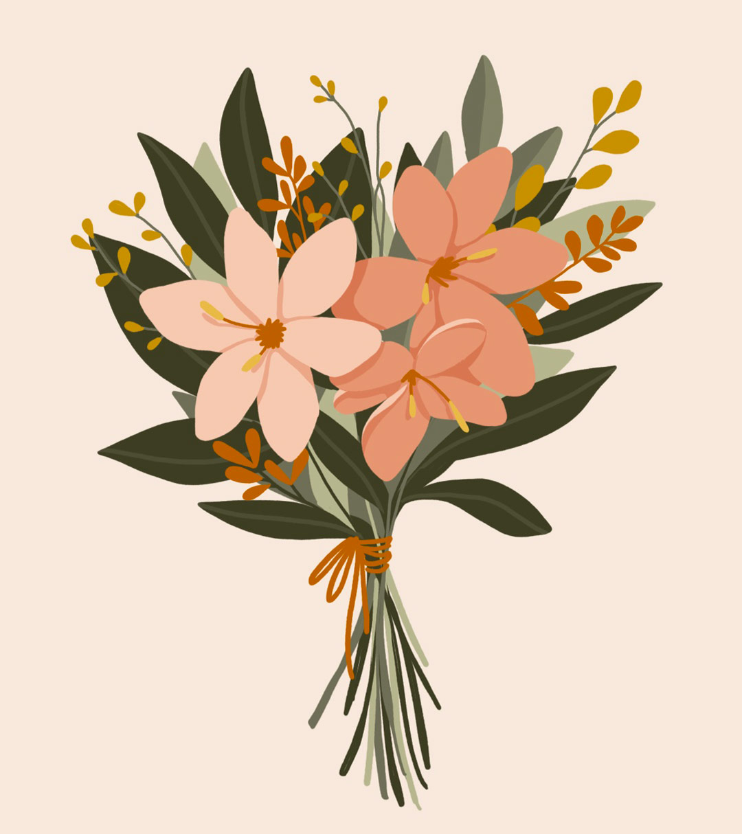 finished flat style bouquet drawing