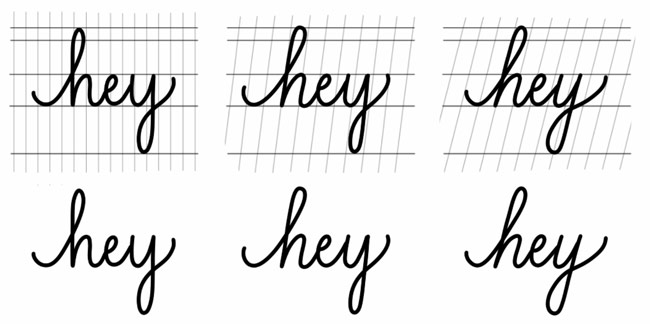 altering the angle examples: upright, slight italics and italics