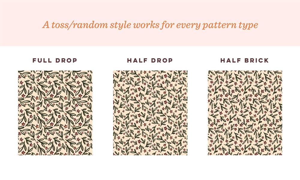 toss style patterns applied to the 3 different pattern types