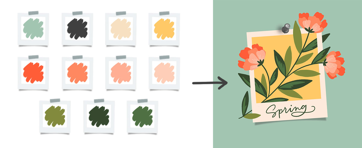 spring florals polaroid + procreate color palettes
