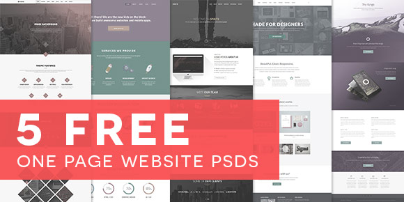 5 free one page website psds preview image