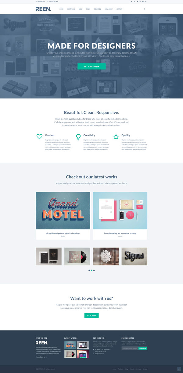 REEN one page website template preview image