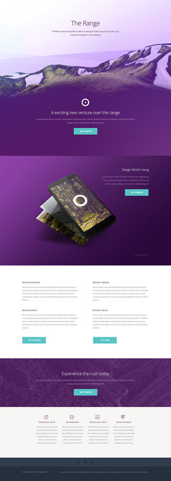 The Range one page website template preview image