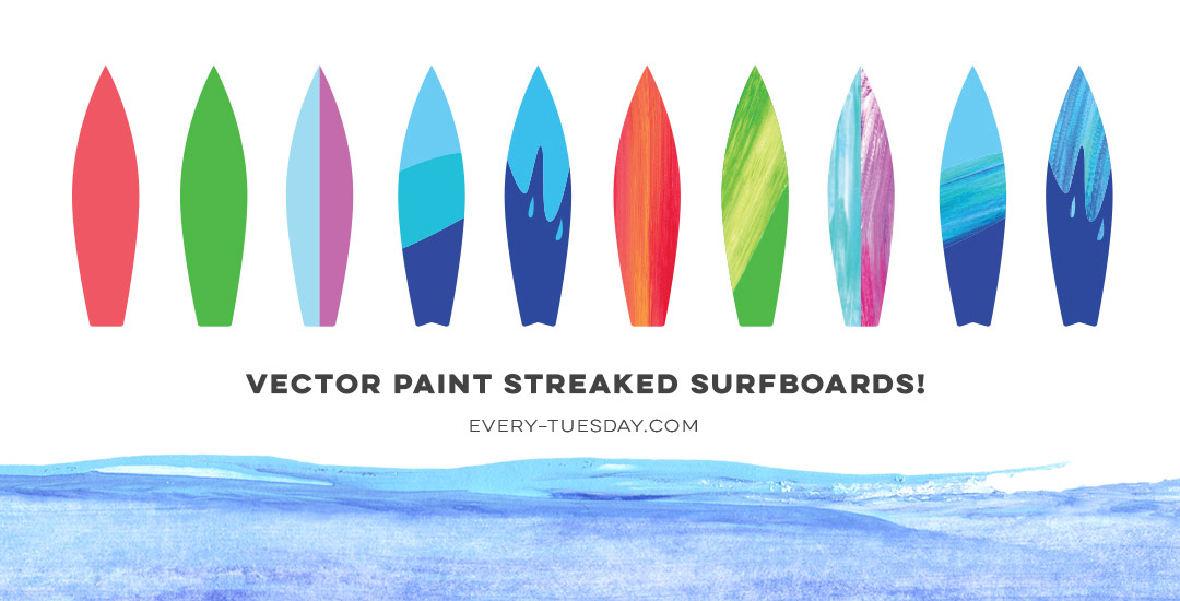 vector paint streaked surfboard preview