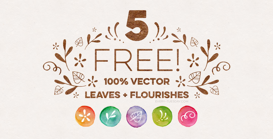 5 free vector leaves and flourishes preview