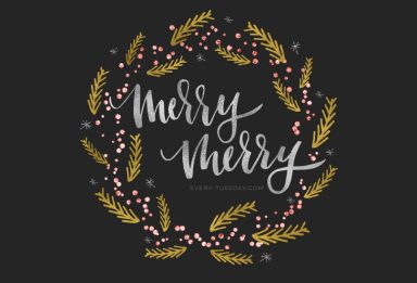 foil accented holiday wreath in photoshop preview