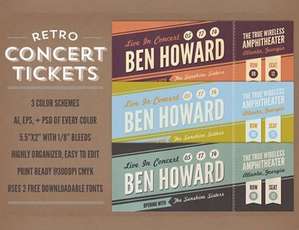 Retro Concert Tickets Template
