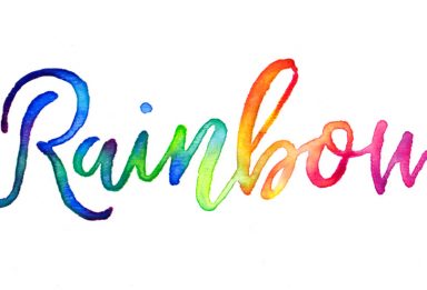 rainbow brush lettering