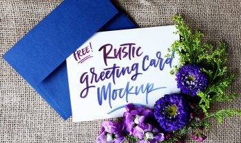 free rustic greeting card mockup