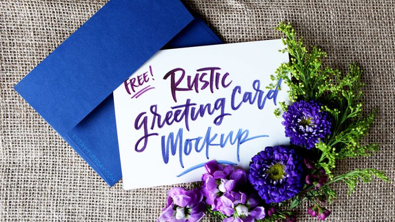 free rustic greeting card mockup