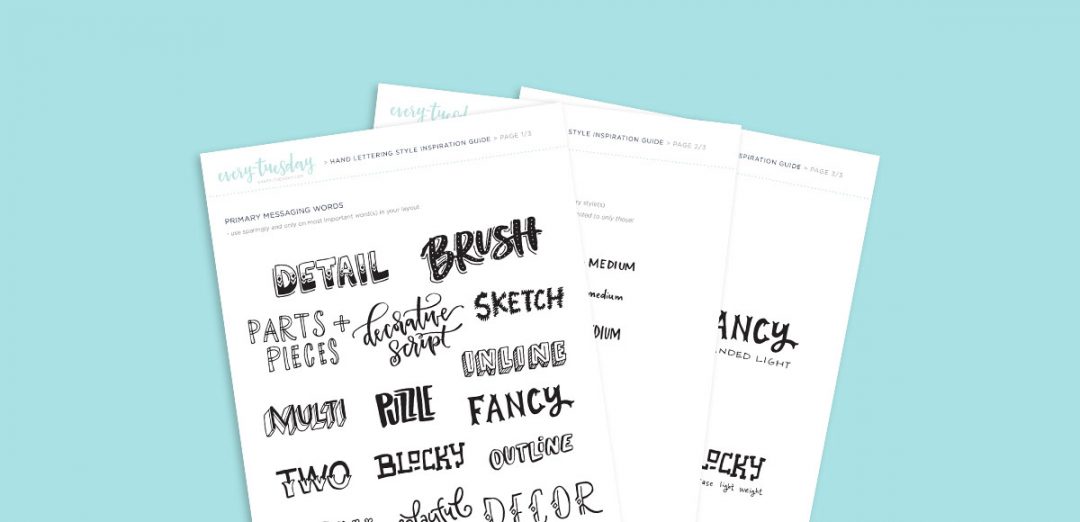 freebie: hand lettering style inspiration guide