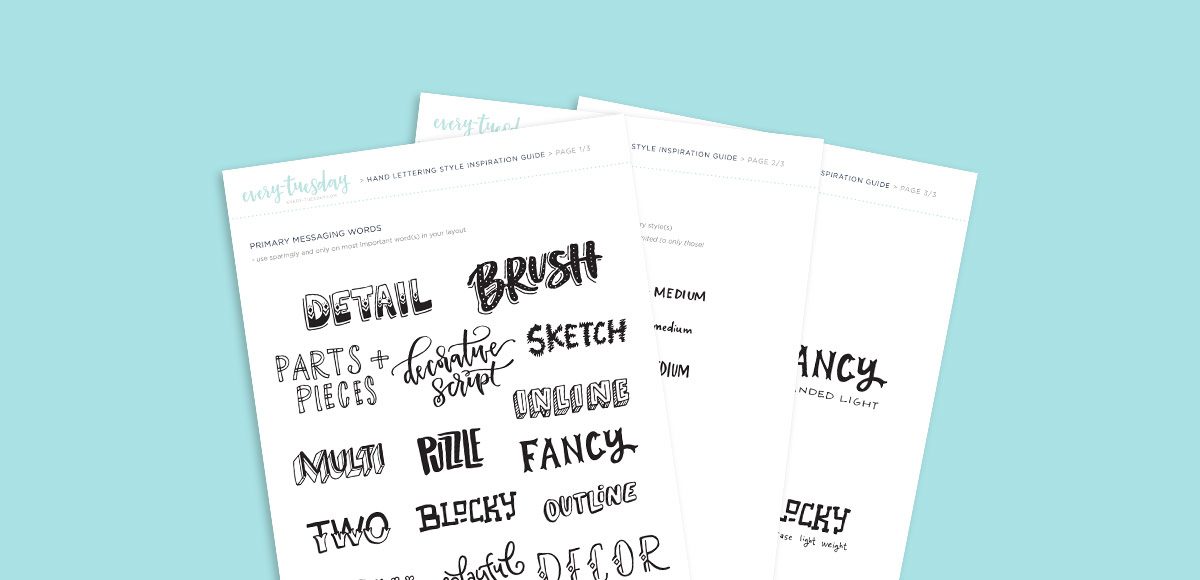 Freebie: Hand Lettering Style Inspiration Guide - Every-Tuesday