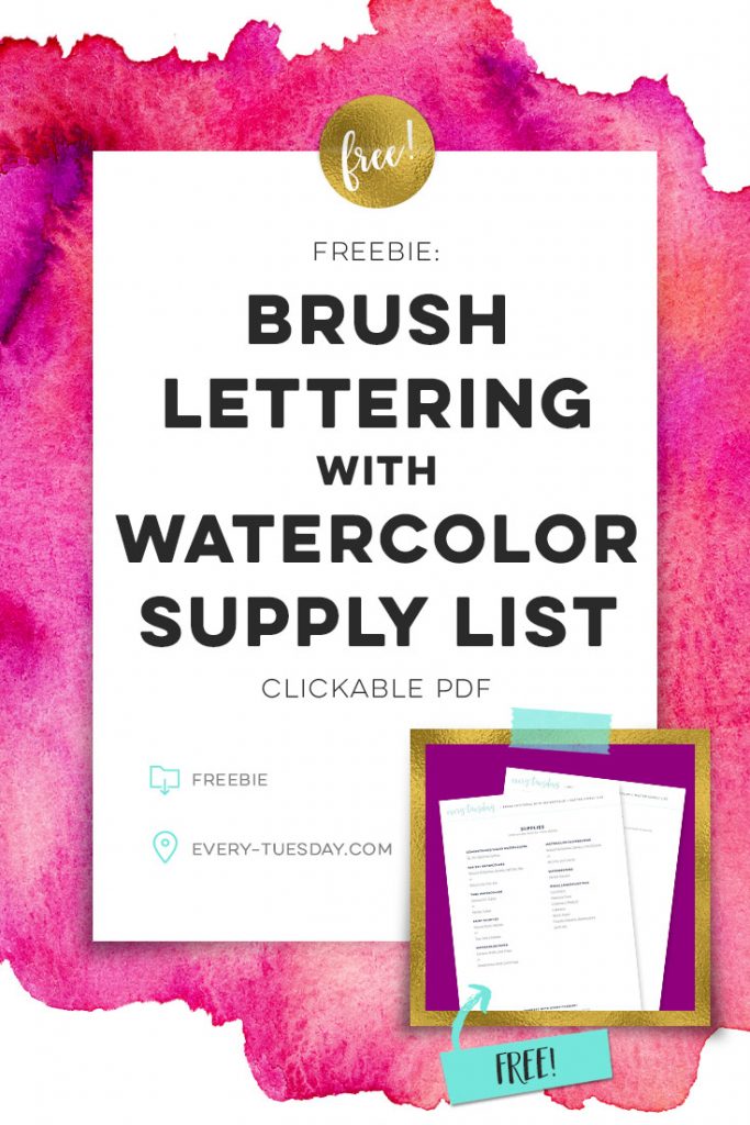 brush lettering with watercolor supply list