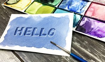 create a debossed watercolor lettering effect