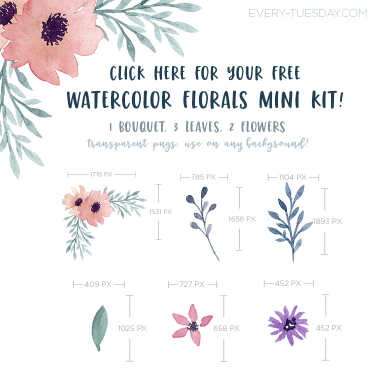watercolor florals mini kit