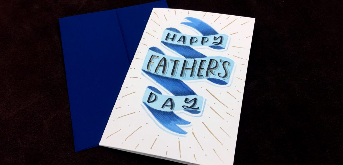 DIY watercolor ribbon father's day card