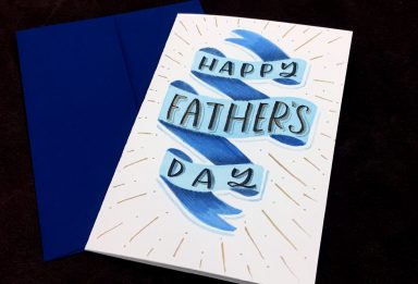 DIY watercolor ribbon father's day card