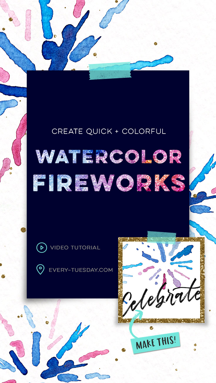 create quick and colorful watercolor fireworks