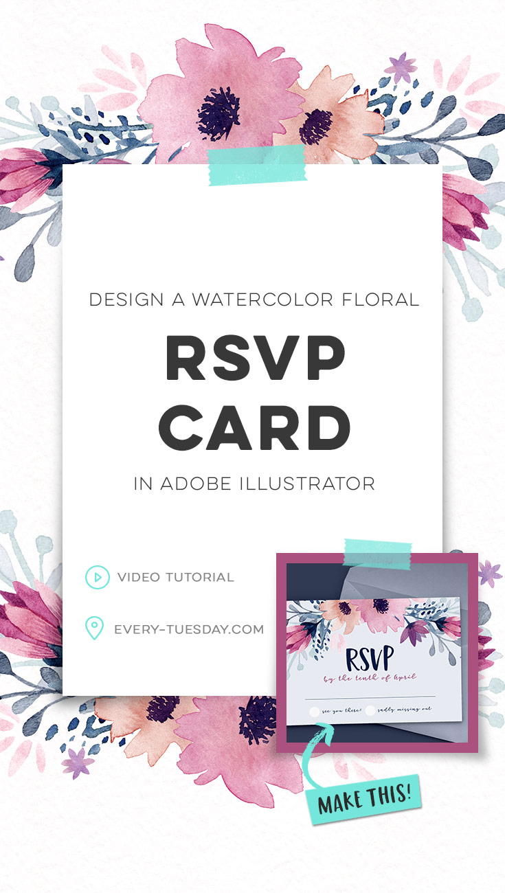 design a watercolor floral RSVP card in Adobe Illustrator