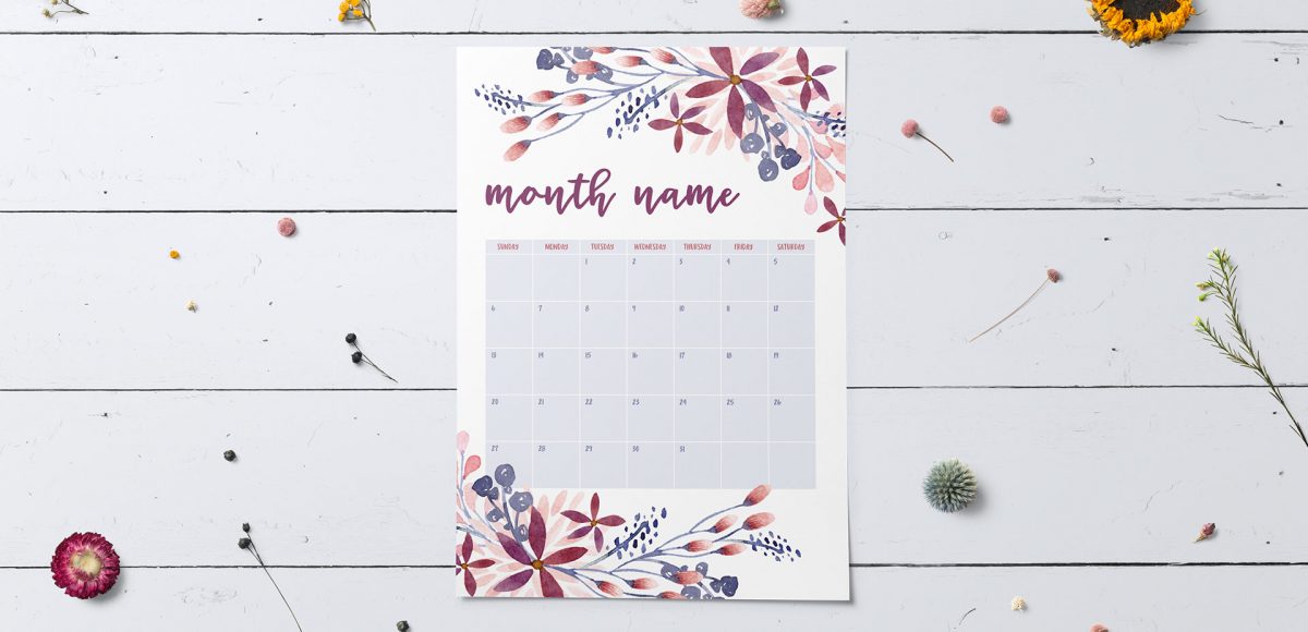 create a watercolor floral calendar in Illustrator
