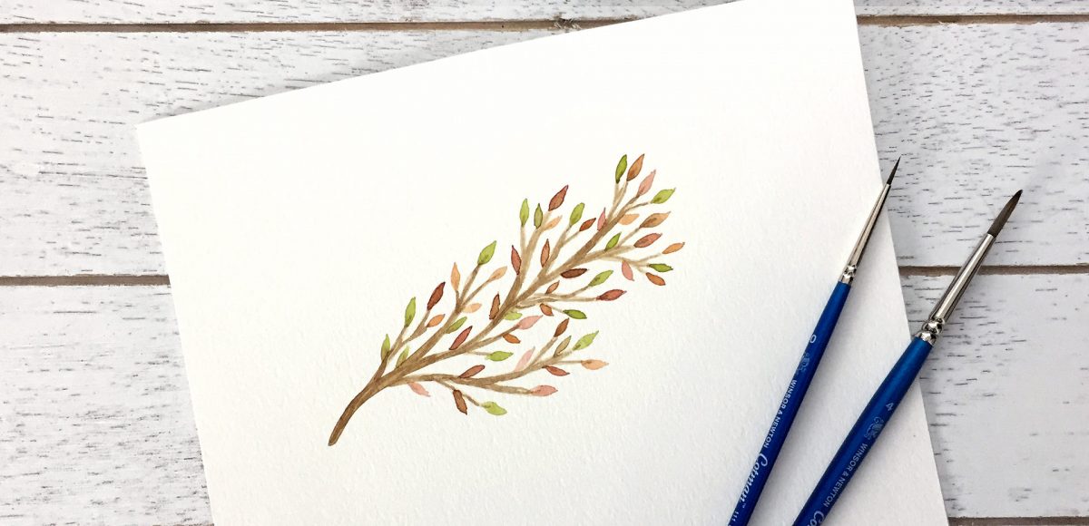 paint a simple watercolor autumn branch