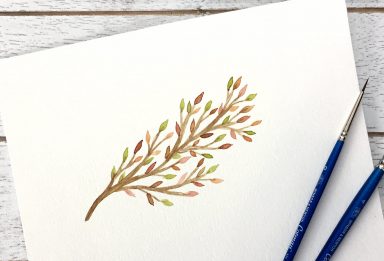paint a simple watercolor autumn branch
