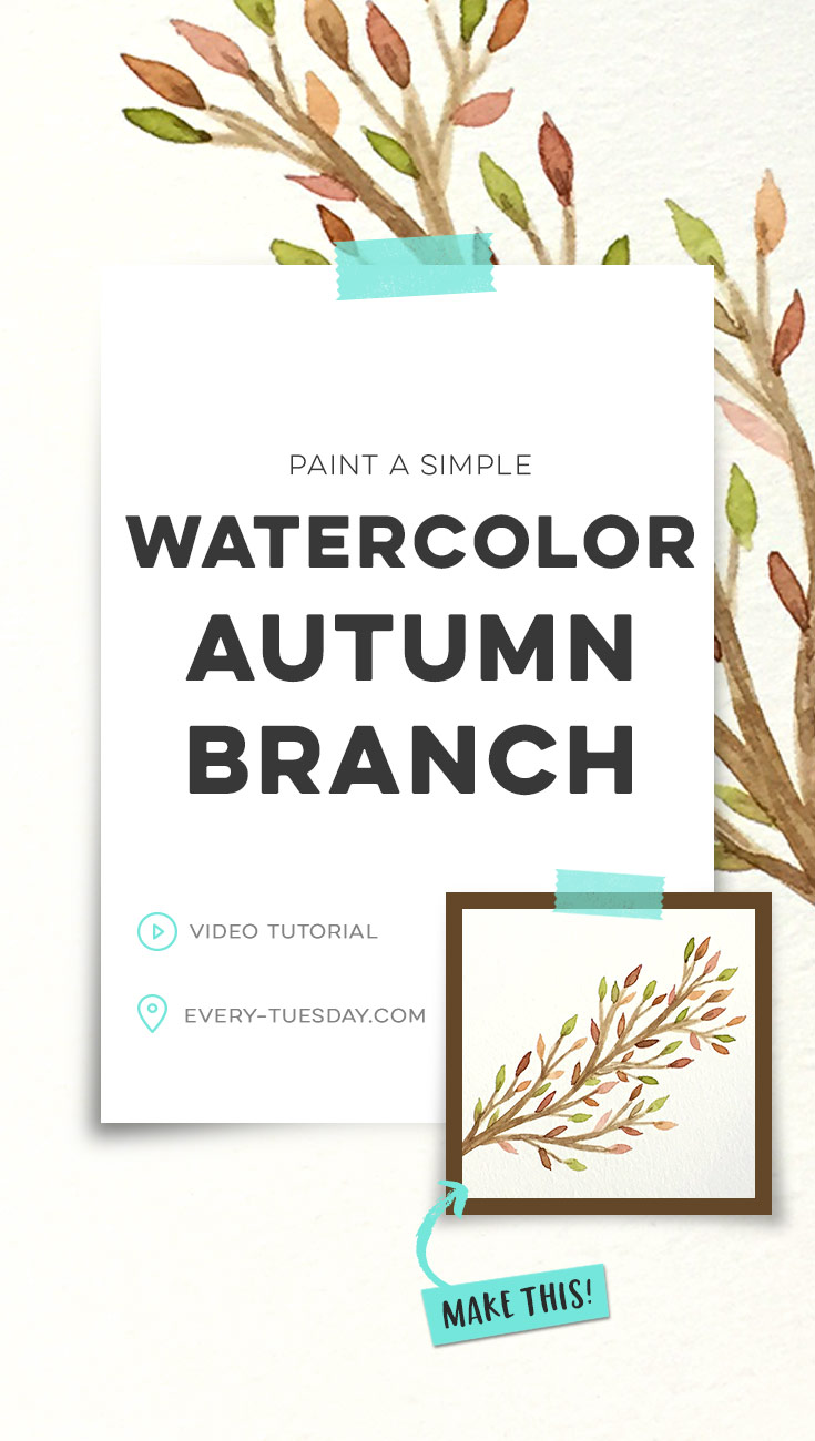 paint a simple watercolor autumn branch