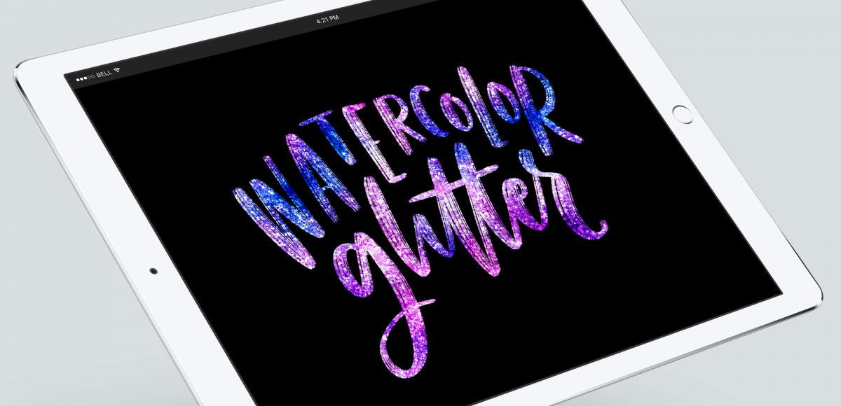 watercolor glitter lettering effect procreate