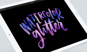 watercolor glitter lettering effect procreate