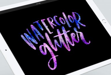 watercolor glitter lettering effect procreate
