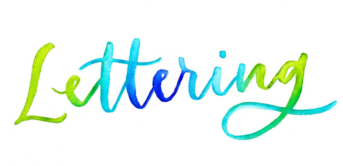 watercolor lettering effects using brush pens