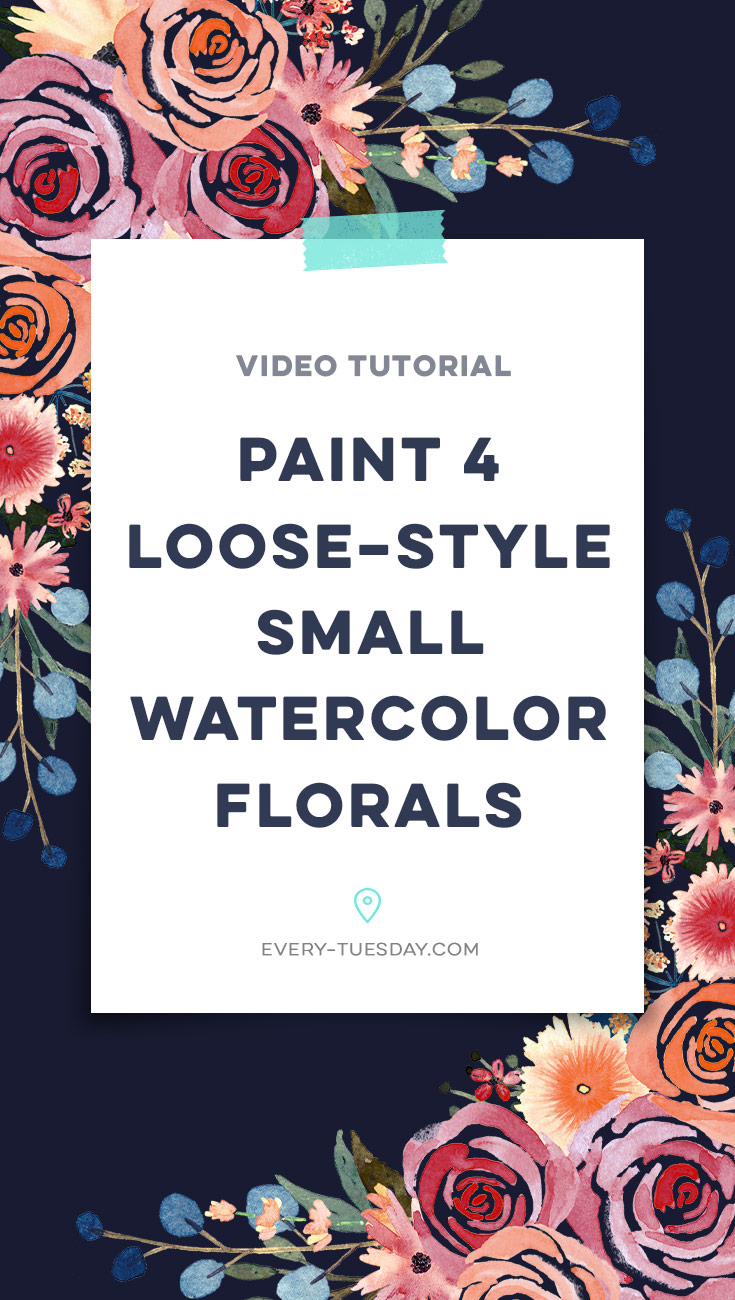 paint 4 loose style small watercolor florals