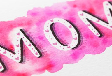 hand lettered watercolor mother's day card