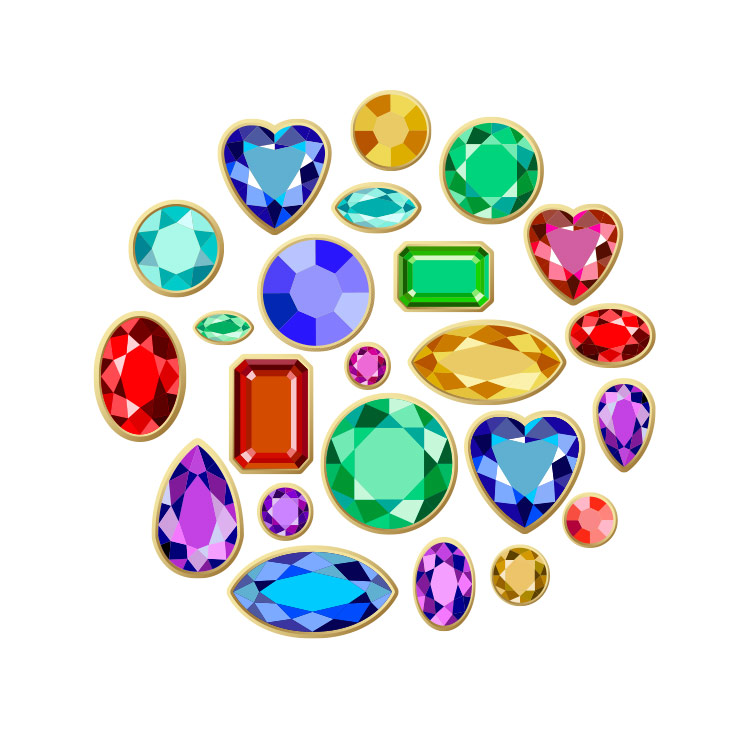 gems isolated simple color