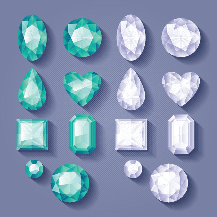 realistic set of jewels, reference photo