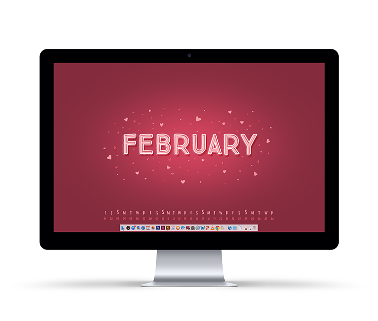 February desktop wallpaper with dates