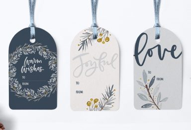 winter watercolor gift tags in adobe illustrator