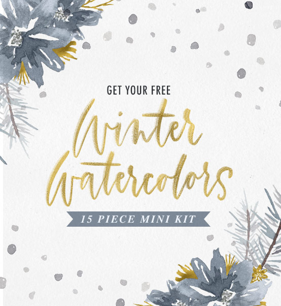 Winter Watercolors mini-kit freebie download