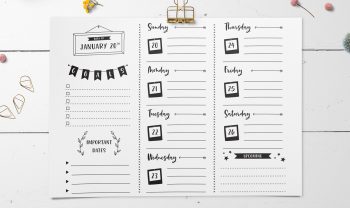 create a bullet journal weekly planner design in Illustrator