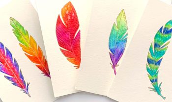 paint colorful feathers using brush pens