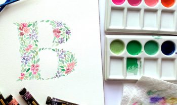 how to paint a watercolor floral initial