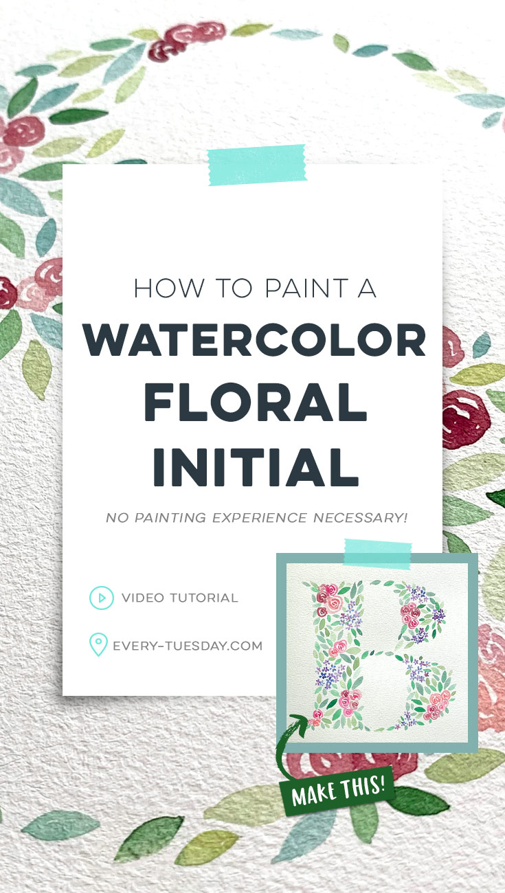 how to paint a watercolor floral initial