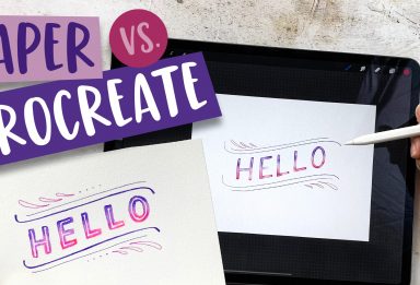 paper vs procreate: watercolor block lettering