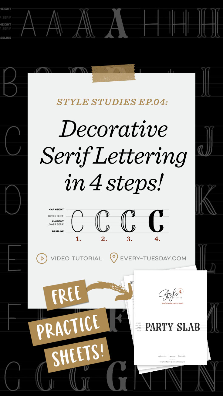 decorative serif lettering in 4 steps