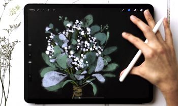 winter watercolor bouquet in procreate