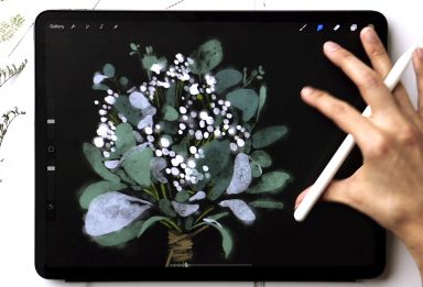 winter watercolor bouquet in procreate