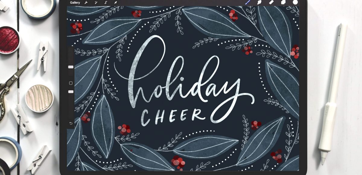 Paint Watercolor Holiday Greeting in Procreate